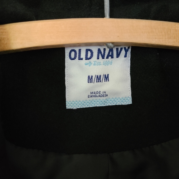 ⭐️Old Navy⭐️Classic Black Ruffled Wool Pea Coat Size Medium - Picture 4 of 9